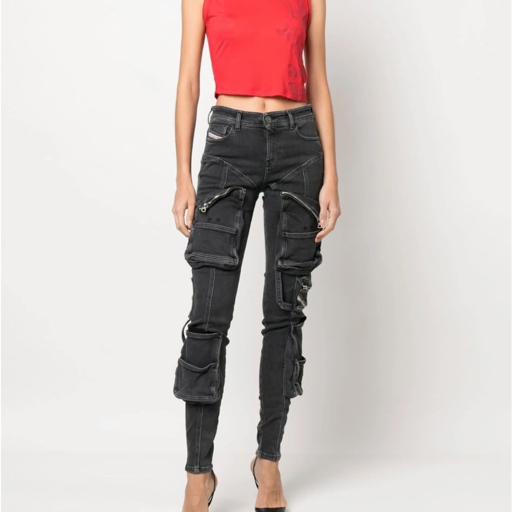 Diesel 1984 Slandy-High Black Skinny Jeans with Cargo Pockets (great stretch) - Picture 3 of 10